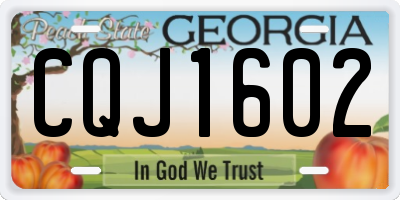 GA license plate CQJ1602