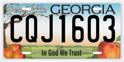 GA license plate CQJ1603