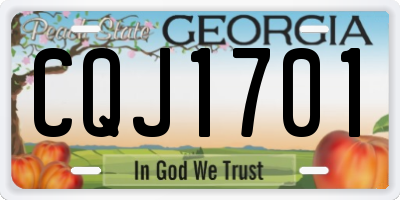 GA license plate CQJ1701