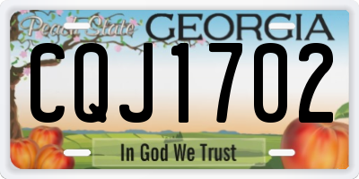 GA license plate CQJ1702