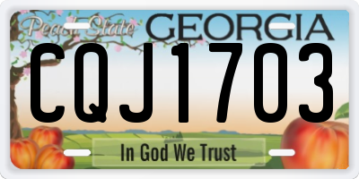 GA license plate CQJ1703