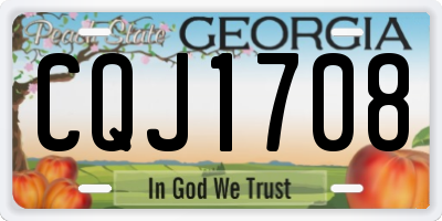 GA license plate CQJ1708