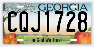 GA license plate CQJ1728