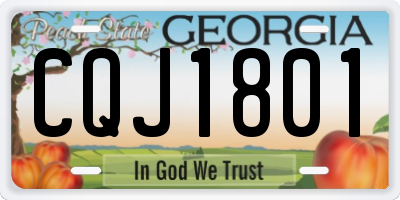 GA license plate CQJ1801