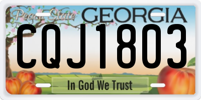 GA license plate CQJ1803