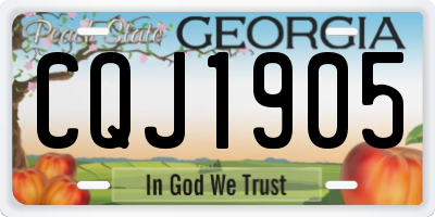 GA license plate CQJ1905