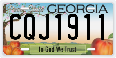 GA license plate CQJ1911