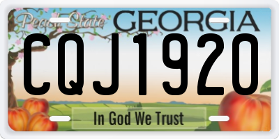 GA license plate CQJ1920