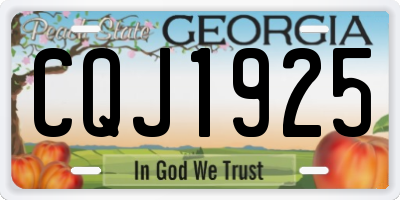 GA license plate CQJ1925