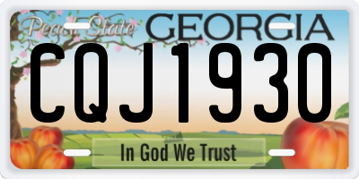 GA license plate CQJ1930