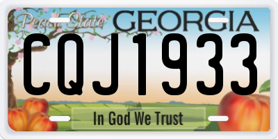 GA license plate CQJ1933