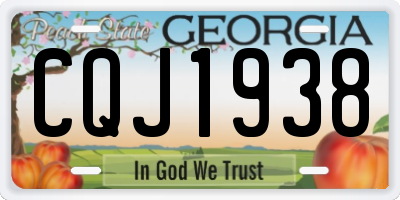 GA license plate CQJ1938