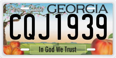 GA license plate CQJ1939