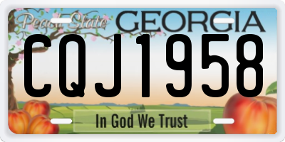 GA license plate CQJ1958
