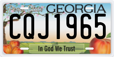 GA license plate CQJ1965