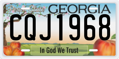 GA license plate CQJ1968
