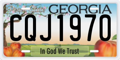 GA license plate CQJ1970