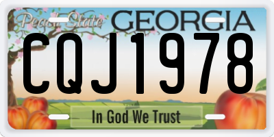 GA license plate CQJ1978