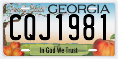 GA license plate CQJ1981