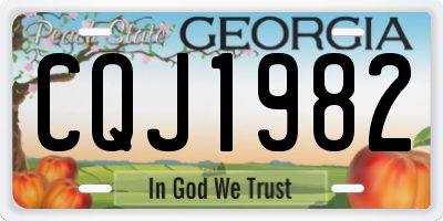 GA license plate CQJ1982