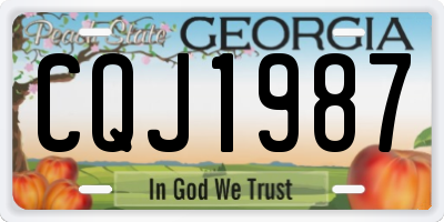 GA license plate CQJ1987