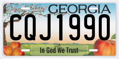 GA license plate CQJ1990