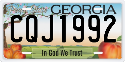 GA license plate CQJ1992
