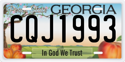 GA license plate CQJ1993