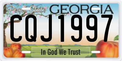 GA license plate CQJ1997