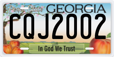 GA license plate CQJ2002