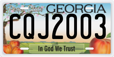 GA license plate CQJ2003
