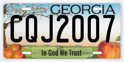 GA license plate CQJ2007