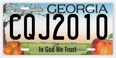 GA license plate CQJ2010