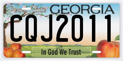 GA license plate CQJ2011