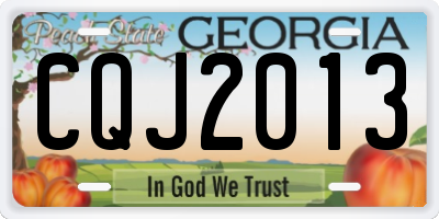 GA license plate CQJ2013