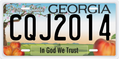 GA license plate CQJ2014