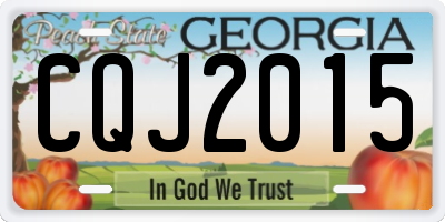 GA license plate CQJ2015