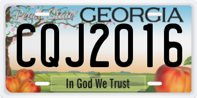 GA license plate CQJ2016