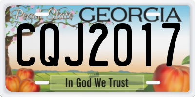 GA license plate CQJ2017