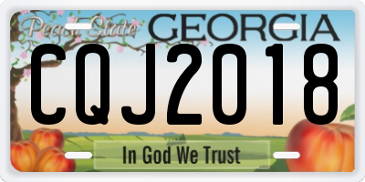 GA license plate CQJ2018