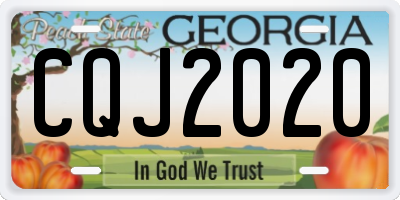 GA license plate CQJ2020