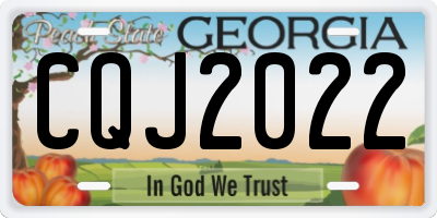 GA license plate CQJ2022