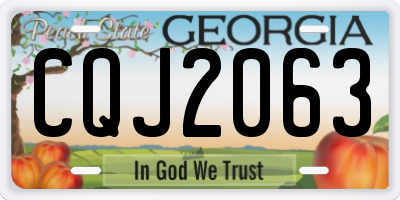 GA license plate CQJ2063