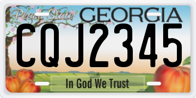 GA license plate CQJ2345