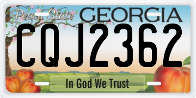 GA license plate CQJ2362