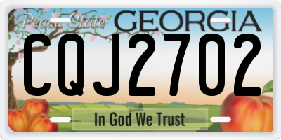 GA license plate CQJ2702