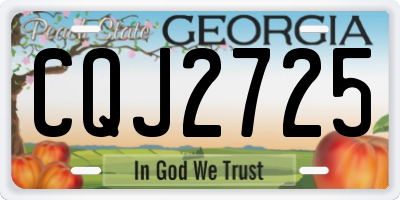 GA license plate CQJ2725