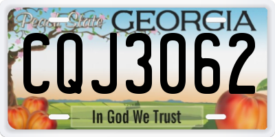 GA license plate CQJ3062