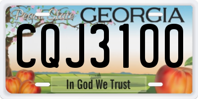 GA license plate CQJ3100