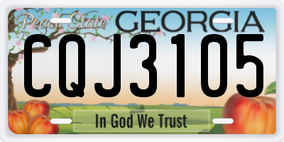 GA license plate CQJ3105
